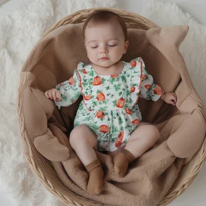 Toddler Jumpsuit with Ruffle Sleeves and Floral Print