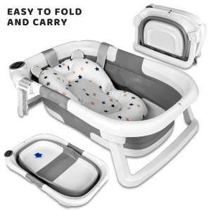 Foldable Bathtub With Soft Cushion And Thermometer